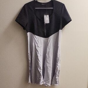 Black and Gray Short Sleeve Dress
